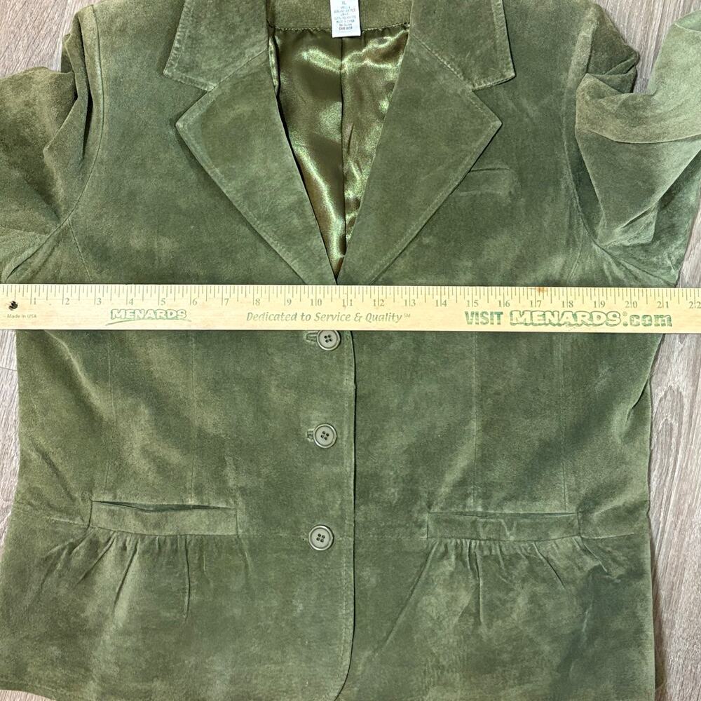 VTG Pursuits Ltd Olive Green Suede Leather Blazer Jacket Women’s XL Y2K​ - Picture 6 of 10